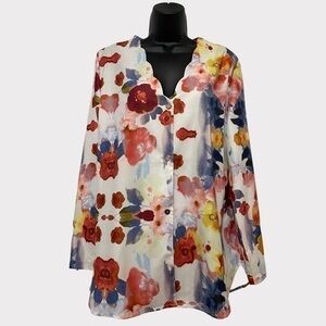 Floral Button Down Shirt - Multicolor